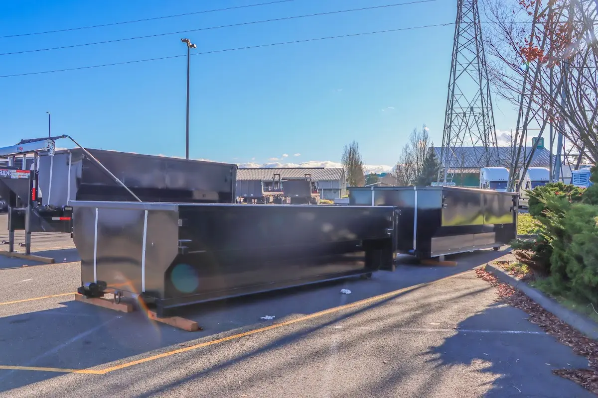 Roll-off dumpster ready for waste disposal at job site for Roofing Dumpster Rental in Elk Grove